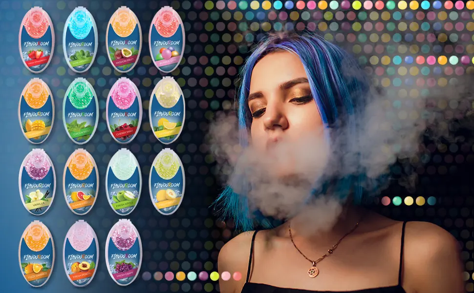 Flavoroom - Premium capsules 100 set |DIY PASSION FRUIT AROMA filter for unforgettable flavor |including storage box for the aromatic click balls (Fresh Peach) - Weitere Geschmacksorten in unserem Sortiment