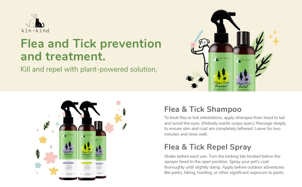Kin+Kind Flea + Tick Prevent Dog + Cat Protect Spray Lavender 12 fl oz (354 ml) - flea&tick prevention and treatment.