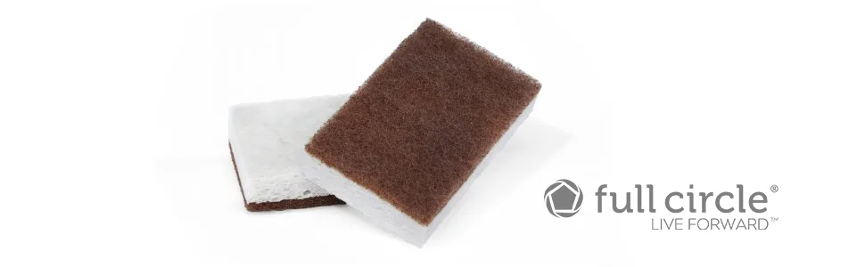 Full Circle In A Nutshell Walnut Scrubber Sponge 2 Pack 4.4" x 2.75" Each - Full Circle, Cleaning Products, Cleaning Tools, Cleaning Supplies, Sponge, Dish Brush, Recycle