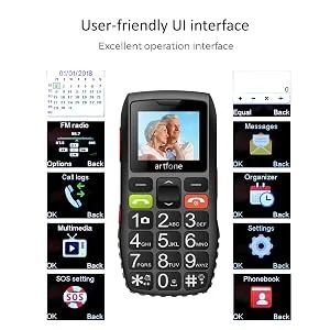 artfone C1 Mobile Phone for Elderly Big Buttons Big Volume SOS Function Black - einfaches Handy