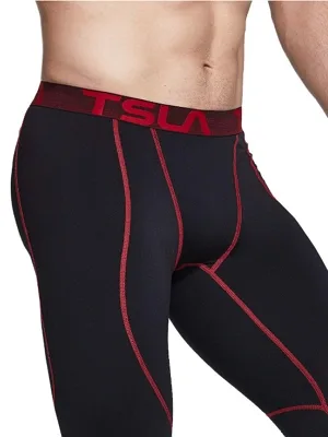 TSLA Men's Thermal Compression Underwear Wintergear Sports Leggings with Fleece Lining Heatlock Black & Charcoal S - product information 3