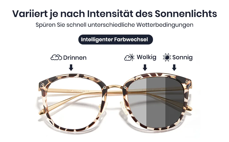 Cyxus Photochromatic glasses Blue light filter glasses men women cat eye glasses frame UV 400 for free inside (Leopard) 01-33leopard - Photochromatisch Brille