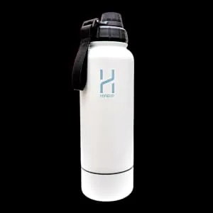 Drinking bottle stainless steel 1l/32Oz isolated water bottle with storage box space for headphones money and nutritional supplements (white) - white bottle