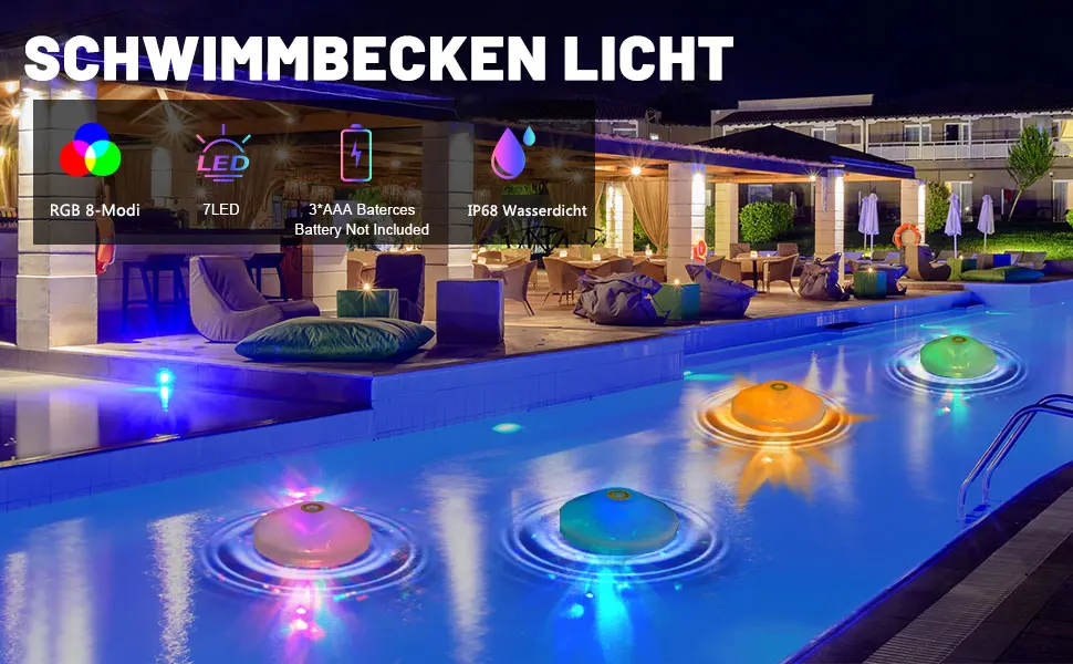 Antyingkai 2 piece of floating pool lighting pool lighting floating LED pool lighting floating waterproof LED pool light pool light water light for garden pond party pool access - LED Poolbeleuchtung