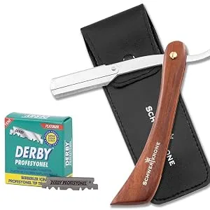 Sword crown razor wooden handle + 100 half derby change blades + transport bag |Razor set men for beginners & advanced derby extra - Rasiermesser Qualität