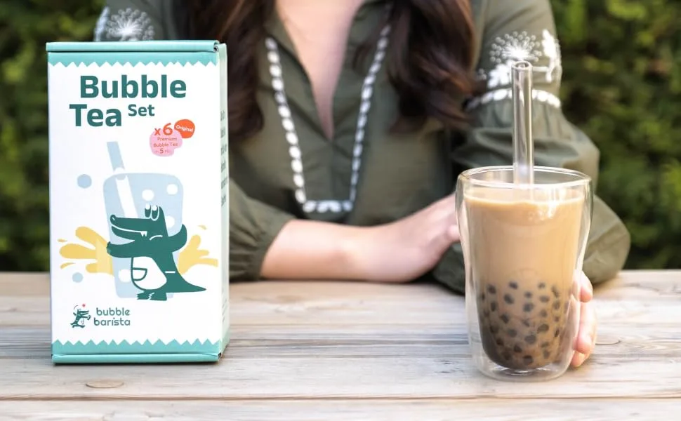 Bubble Barista Bubble Tea set to make yourself (6x tapioka 6x black tea 6x straws) - DIY starter set with boba tapioka and black pearls - done - bubble tea, bubble tea perlen, bubble tea set, party