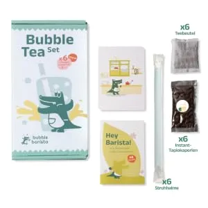 Bubble Barista Bubble Tea set to make yourself (6x tapioka 6x black tea 6x straws) - DIY starter set with boba tapioka and black pearls - done - bubble tea perlen set, bubbles für bubble tea, bubble tea set mit alles zum selber machen