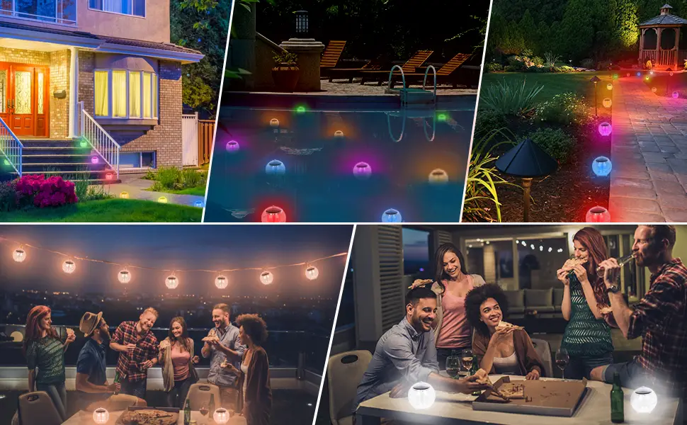 Herefun 2 pieces Solar floating pool light pool lighting water floating lamps solar floating ball water light pond lighting color wedge for garden tree pond swimming pool - Solar Schwimmende Pool Licht