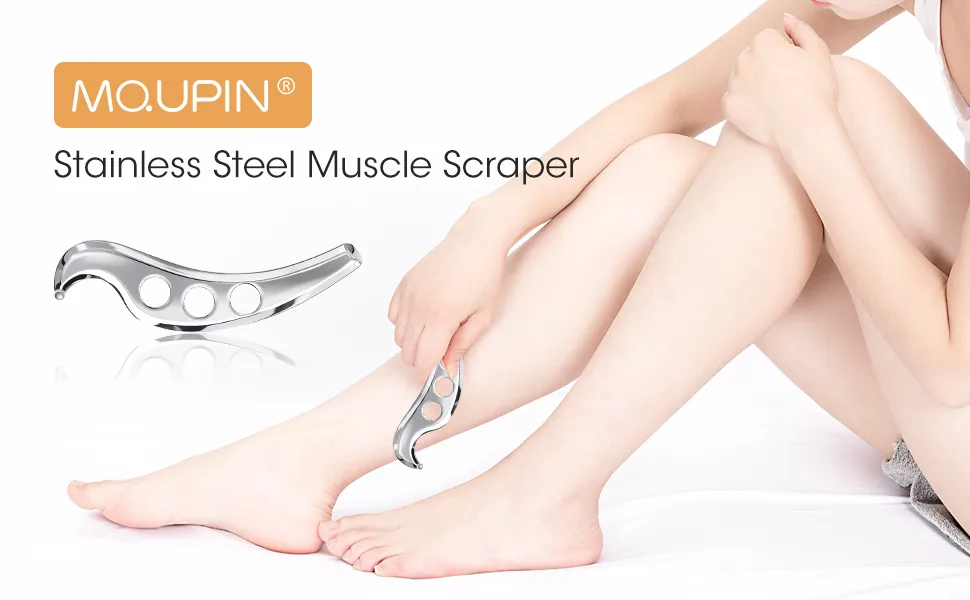 MQUPIN GUA SHA Massage tool 420 stainless steel scraper body-scrub therapy tools spa-board tools to reduce pain from the neck shoulder back muscles - product information 2