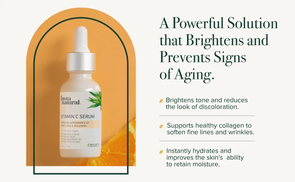 InstaNatural Vitamin C Serum 1 fl oz (30 ml) - InstaNatural, Clean Beauty, Face Serum, Botanicals, Natural Skincare, Vitamin C