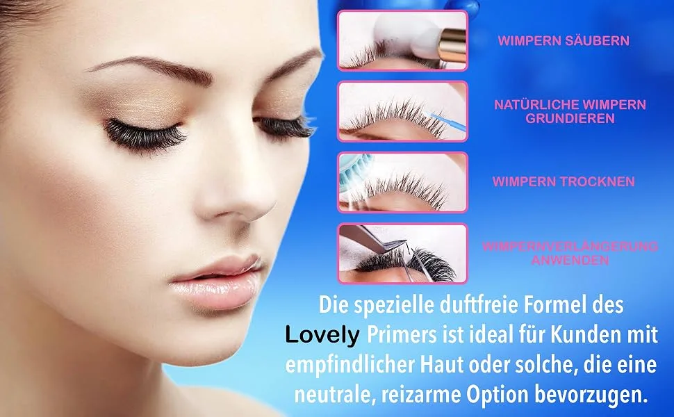 Lovely Primer for eyelash extensions without fragrances - 15ml |increased liability pretreatment for the application & adhesive agent for eyelash extensions |Ideal for sensitive skin - Primer Lovely