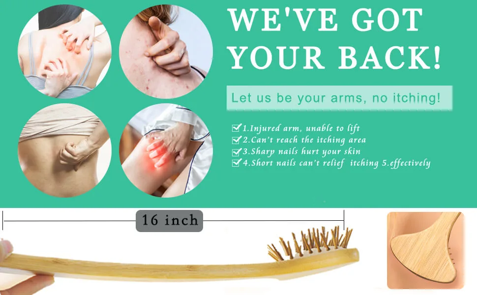 Wood - Back scratches Long handle scratch hand made of bamboo 16 "Long - & - Maximum scratch surface Back scratched chest premium wood massage device for father & adults (approx. 40cm with box) - product information 2