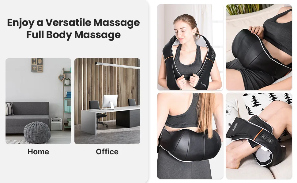 Renpho neck massage device with warmth shoulder massager electric shiatsu massage device for neck and back 3D rotation Massage adjustable speeds - product information 4