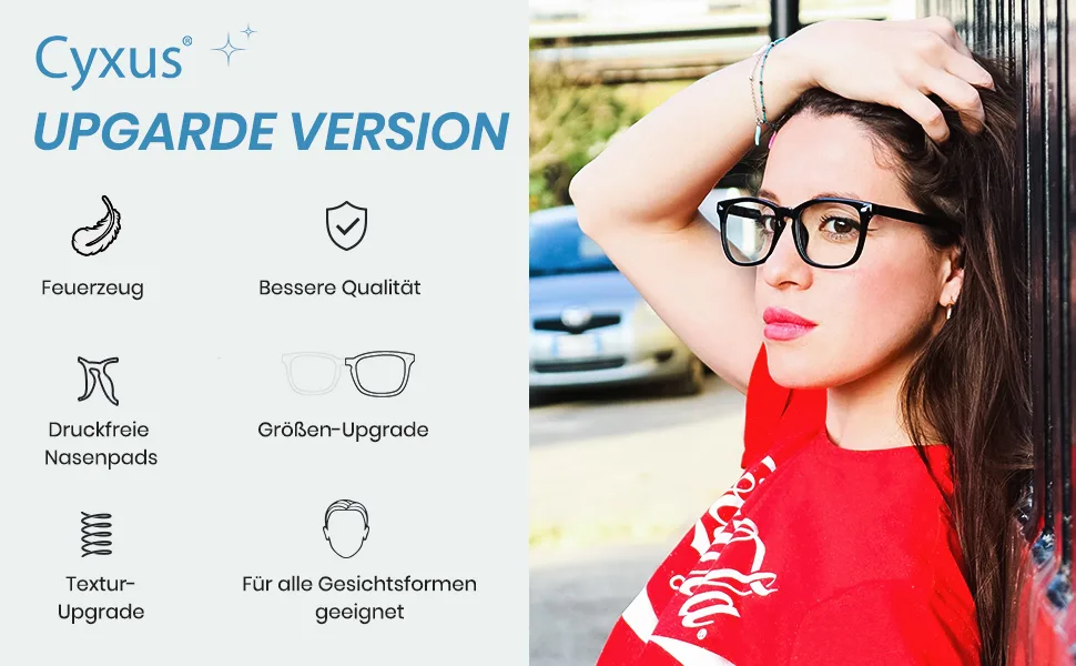 Cyxus glasses blue light filter glasses without strength anti-blue lights from laptops smartphones tablets and other screens 05-black/tr90 - Blaulichtfilter Brille
