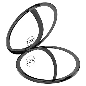 Gospire portable pocket mirror 4 inch ultra thin compact level around double -sided with 1x/10x magnification foldable small make -up mirror for shopping black black - 4 inches - product information 3