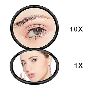 Gospire portable pocket mirror 4 inch ultra thin compact level around double -sided with 1x/10x magnification foldable small make -up mirror for shopping black black - 4 inches - product information 4