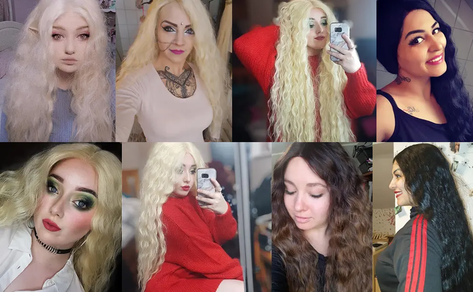 Style icon lace front wigs 100cm long wavy synthetic wigs for women deep medium part heat -resistant fibers. - product information 3