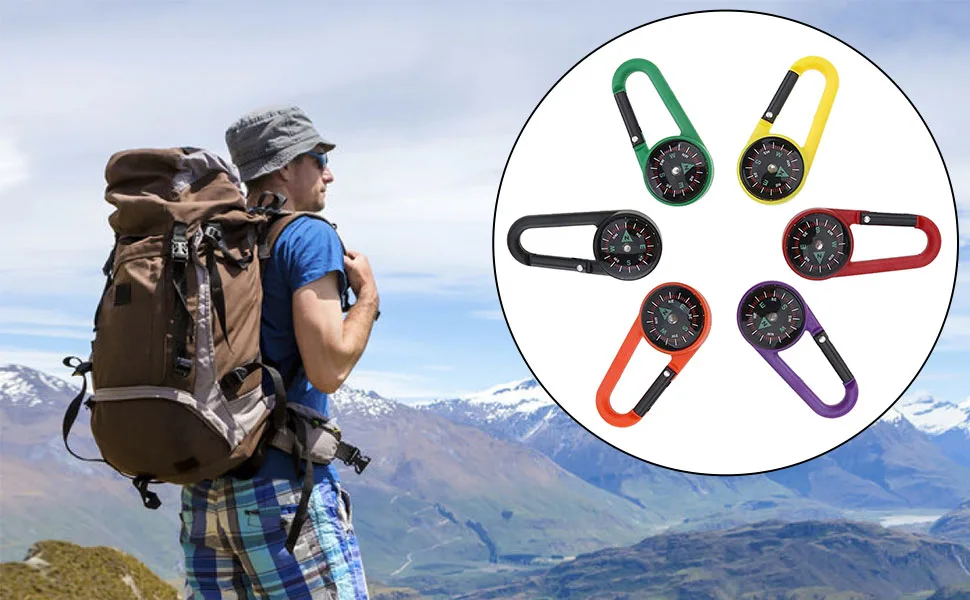 Compass with carabiner hook compass keychain mini compass compass outdoor compass children nautical compass compass small key holder with compass and carabiner compass carabiner - product information 3