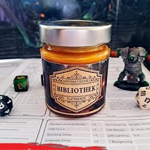 Role play scented candle tavern with hidden D20 dice - handmade in Germany (new size) 240ml approx. 40 hours burning time - Rollenspiel Duftkerze