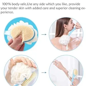 Bath Brush Body Brush Back Brush Shower Massage Brush Long Handle Exfoliating for Men and Women Blue - 34 DE
