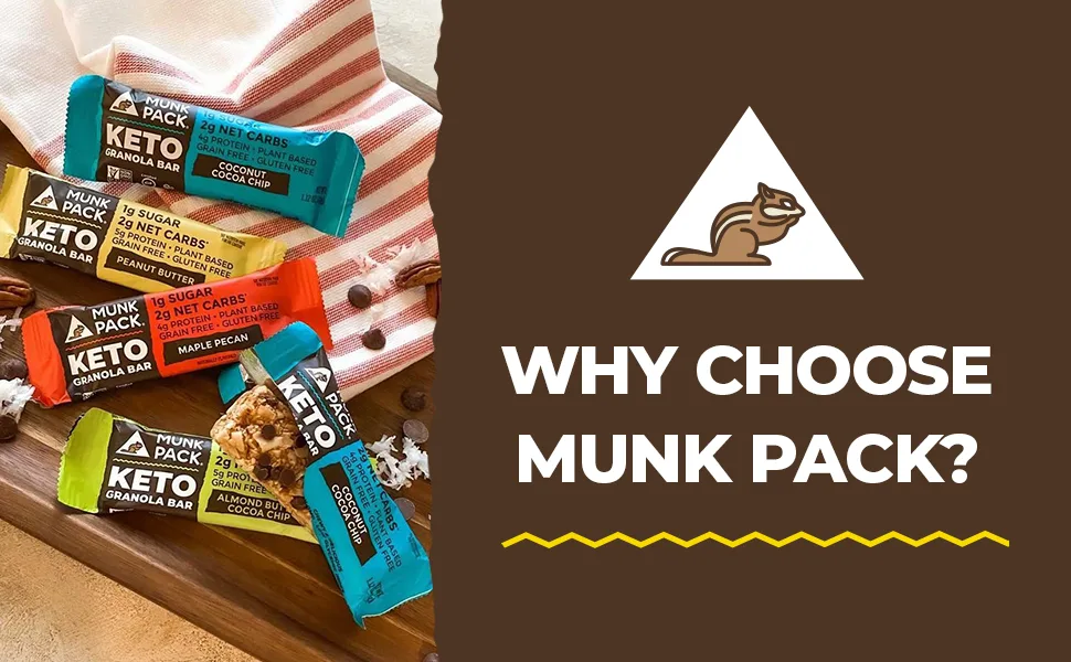 Munk Pack Keto Granola Bar Almond Butter Cocoa Chip 4 Bars 1.12 oz (32 g) Each - Why choose Munk Pack?