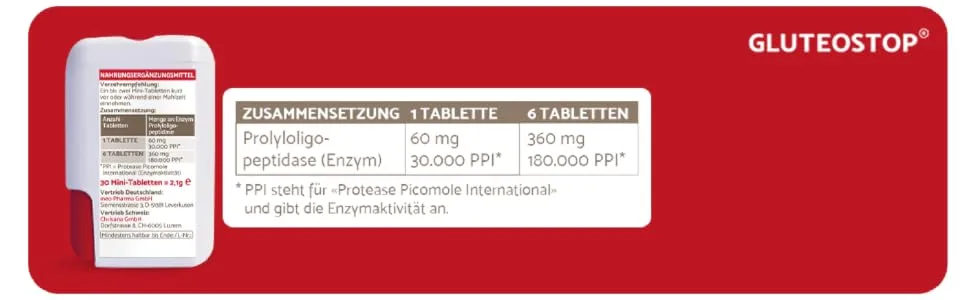 GluteoStop - helps break down gluten - gluten sensitivity - low-gluten diet - enzyme (30 mini tablets) - GluteoStop