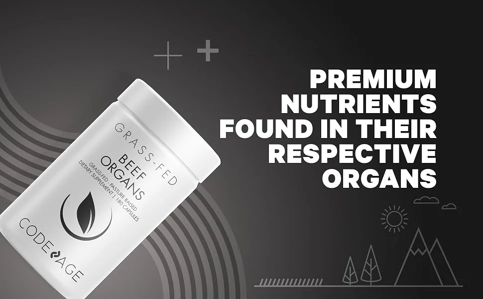 CodeAge Grass-Fed Beef Organs 180 Capsules - Codeage Beef Organs - Prenium Quality