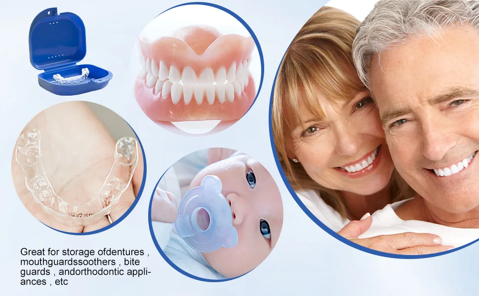 Xtudou prosthetic box set (2 dentist dental dinner 2 dental prostheses container 2 prosthesis cleaning brushes with double heads) for false teeth and braces storage cleaning - Prothesendose Set
