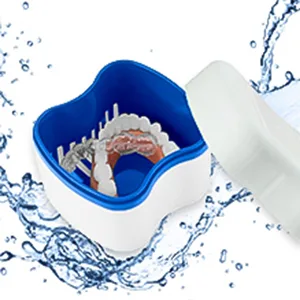 Xtudou prosthetic box set (2 dentist dental dinner 2 dental prostheses container 2 prosthesis cleaning brushes with double heads) for false teeth and braces storage cleaning - Prothesendose Set