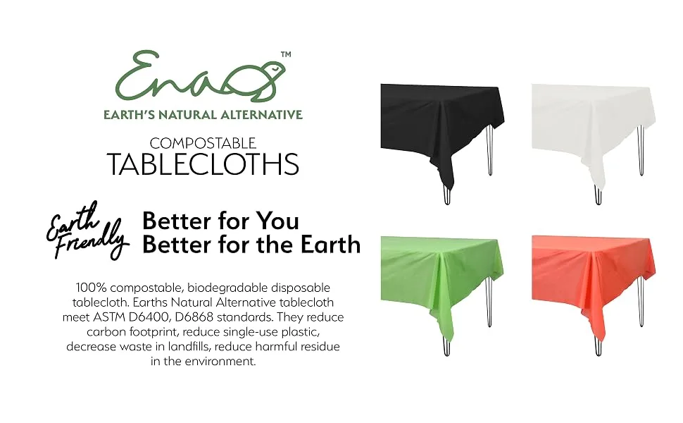 Earth's Natural Alternative Compostable Tablecloth Black 2 Pack - 1st image