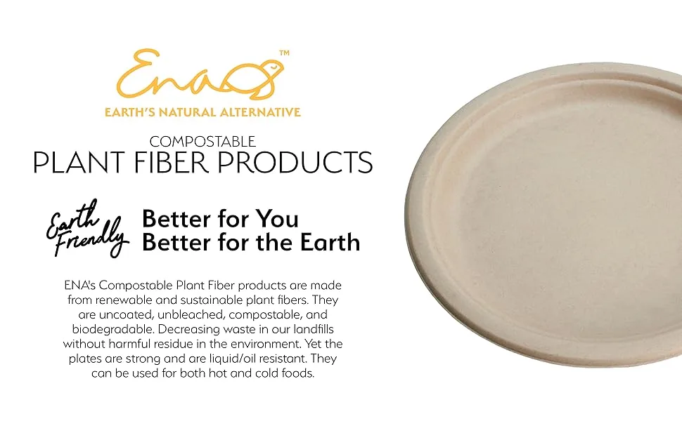 Earth's Natural Alternative 10" 3- Compartment Compostable Plate 50 Pack - ENA Fiber Products 1