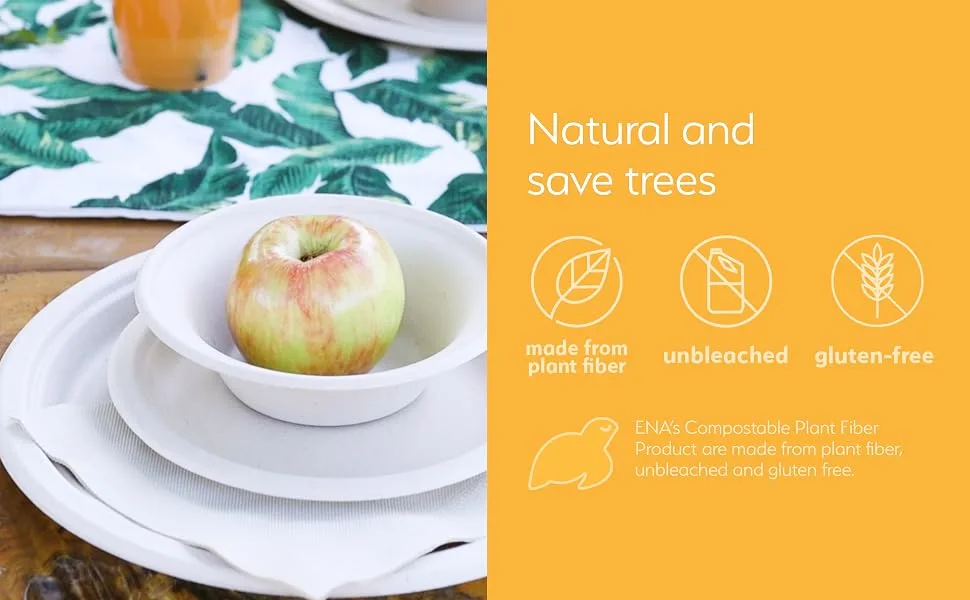 Earth's Natural Alternative 7" Compostable Plates 50 Pack - ENA Fiber Products 2