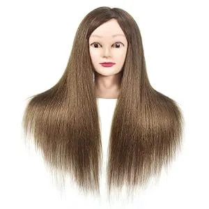 Training head practice head with 100% real hair for professional hairdressing hairstyling practice doll for cosmetics with screw clamp - product information 3
