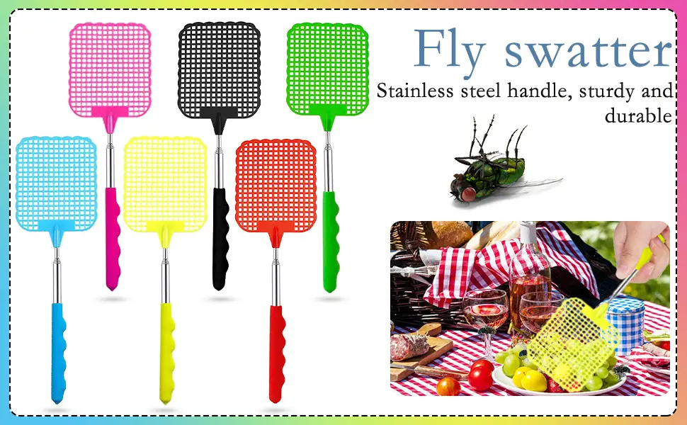 Fly swatter stable 3 pieces fly swatter extendable fly swatter telescopic fly swatter for flies mosquitoes and insects green - Fliegenklatsche Ausziehbar