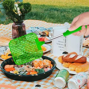 Fly swatter stable 3 pieces fly swatter extendable fly swatter telescopic fly swatter for flies mosquitoes and insects green - Teleskop Fliegenklatsche