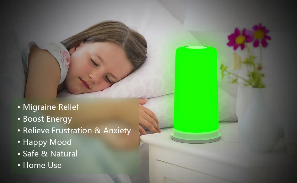 Green white light therapy device for insomnia migraines anxiety sensitivity to light light deep sleep headache hypnotic sleep aids stress relief better sleep - product information 2