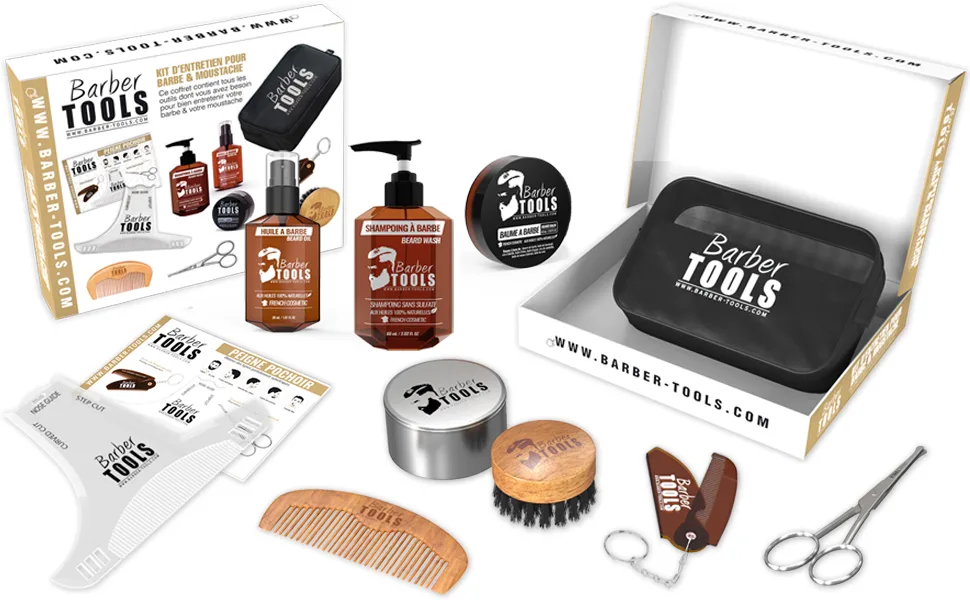  BARBER TOOLS Kit/Beard care set/Beard set/Beard and shave | Cosmetics Made in French - BARTPFLEGE SET BARBER TOOLS