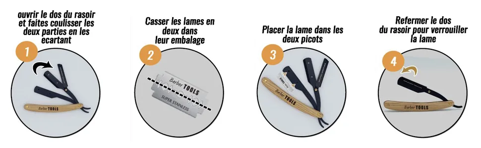  Barber Tools Razor with more interchangeable blades.With 5 razor blades (10 simple blades) + polishing cloth + hemostasis-stick 10g + storage PU + hemostatic stick - Rasiermesser notice