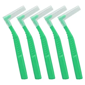 FDIT 5 L-shaped interdental brushes for effective cleaning of plaque and removing braces suitable for dental care (green) - product information 3