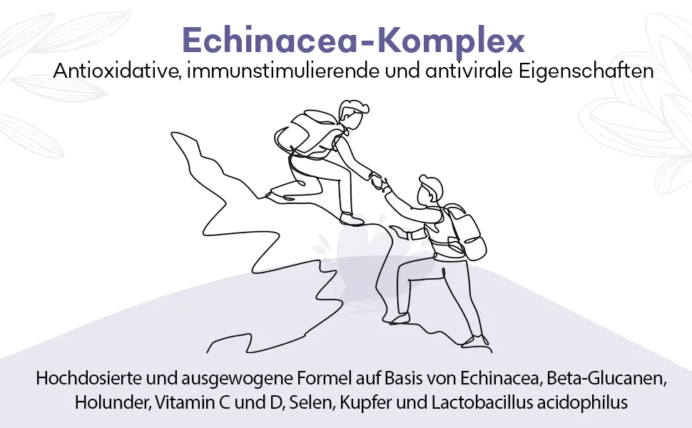 Echinacea immune complex |Echinacea beta-glucane elderberry vitamins C and D selenium copper lactobacillus acidophilus |Immune system |60 capsules |100% natural addition - echinacea immunsystem, sonnenhut männer, sonnenhut echinacea, echinacea tabletten