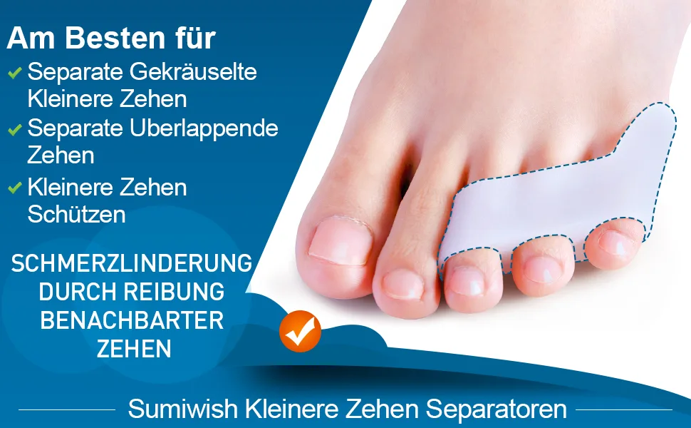 Sumiwish 10x Toe spreader silicone small toe separator & protector for overlapping toes relief small toes pressure and pain clear - product information 2