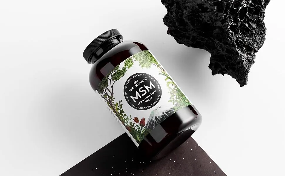 MSM tablets - 2000mg MSM (methylsulfonylmethane) per daily dose - 365 tablets (6 months) - with natural vitamin C from Acerola - highly dose vegan laboratory test without undesirable additives - MSM Kapseln Feel Natural Elements