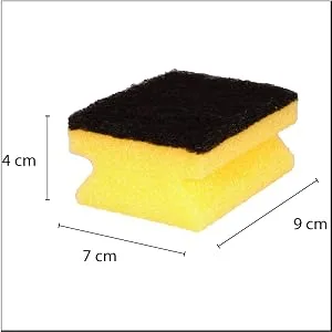 Sonty 10 pieces Pot cleaner Premium flush for stubborn dirt sponge with abrasive 9 x 7 x 4 cm black/yellow (yellow) - Format Material Spülschwämme grober Schwamm Küchenschwämme