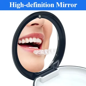 Dnom dinos black portable can tooth rail box with mirror empty orthodontic tooth stop box for the holder and mouth protection with tools for removing aligners - retainer case