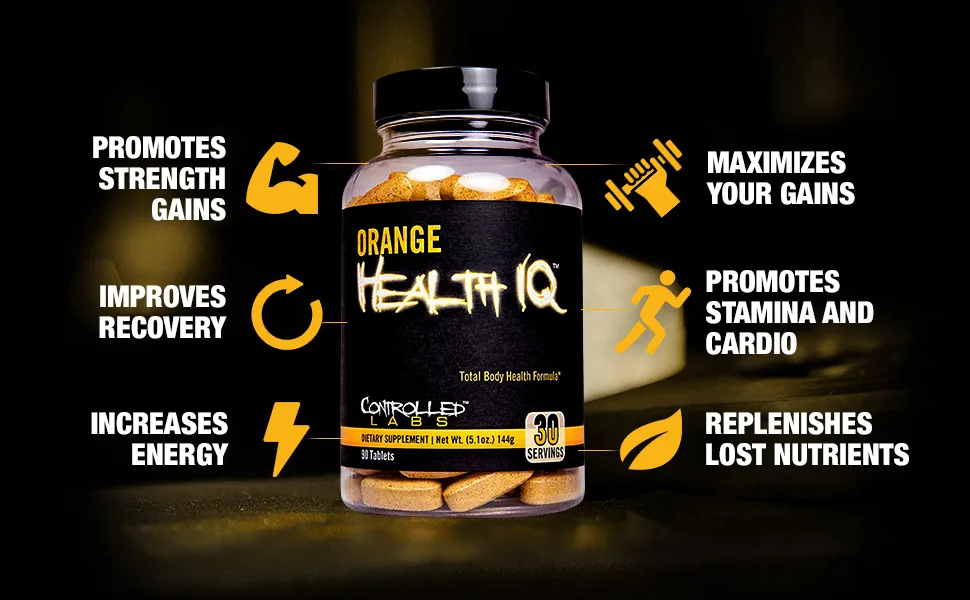 Controlled Labs Orange Health IQ 90 Tablets - orange triad