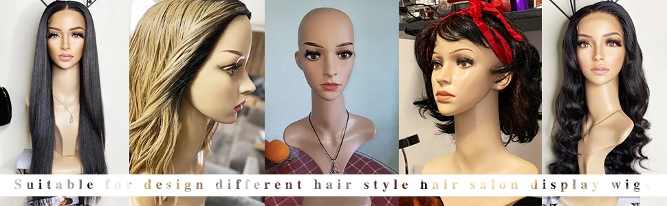 Female training head for hairdressing also suitable as a model head for wigs glasses hat - product information 2