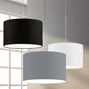 Lightling modern ceiling lamp in nickel matt fabric screen black 2 x E14 max. 40W 30 cm height: 16 cm ceiling light round (30 cm) black - lightling
