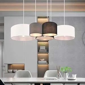 Lightling modern ceiling lamp in nickel matt fabric screen black 2 x E14 max. 40W 30 cm height: 16 cm ceiling light round (30 cm) black - lightling