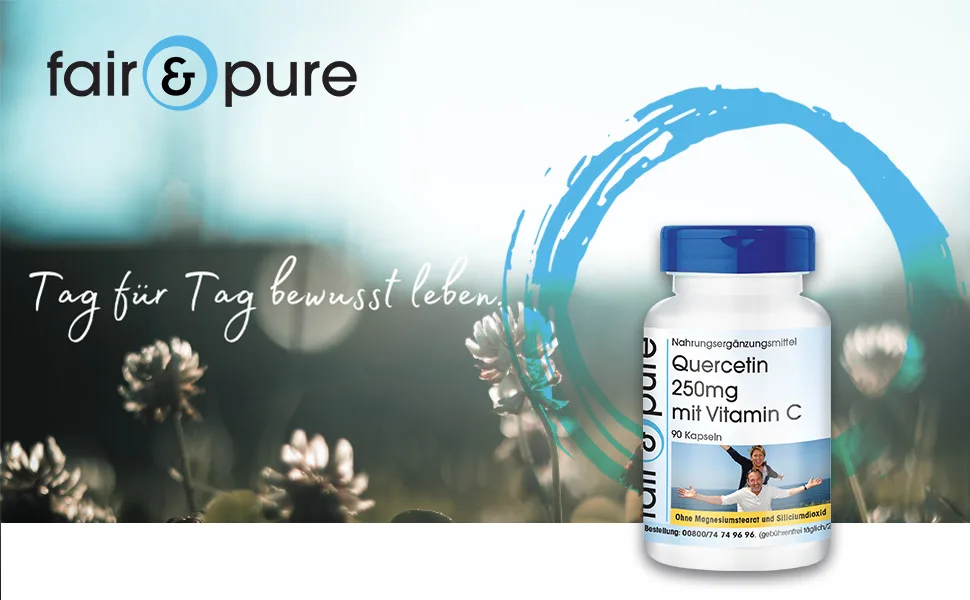 Fair & Pure - Quercetin 250mg with vitamin C - vegan - without magnesium stearate - 90 quercetin capsules - Titel