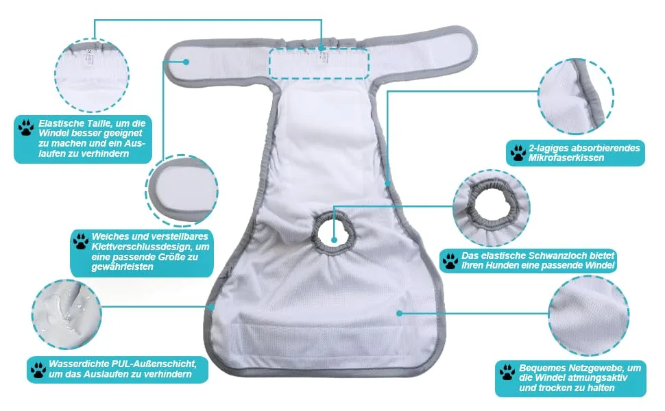 Hisprout Female Dog Diaper Reusable Washable Durable Dog Diapers Pants Colorful Union LL Colorful Union - detail